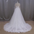 Long Sleeve A-Line Bridal Dress Detachable Train